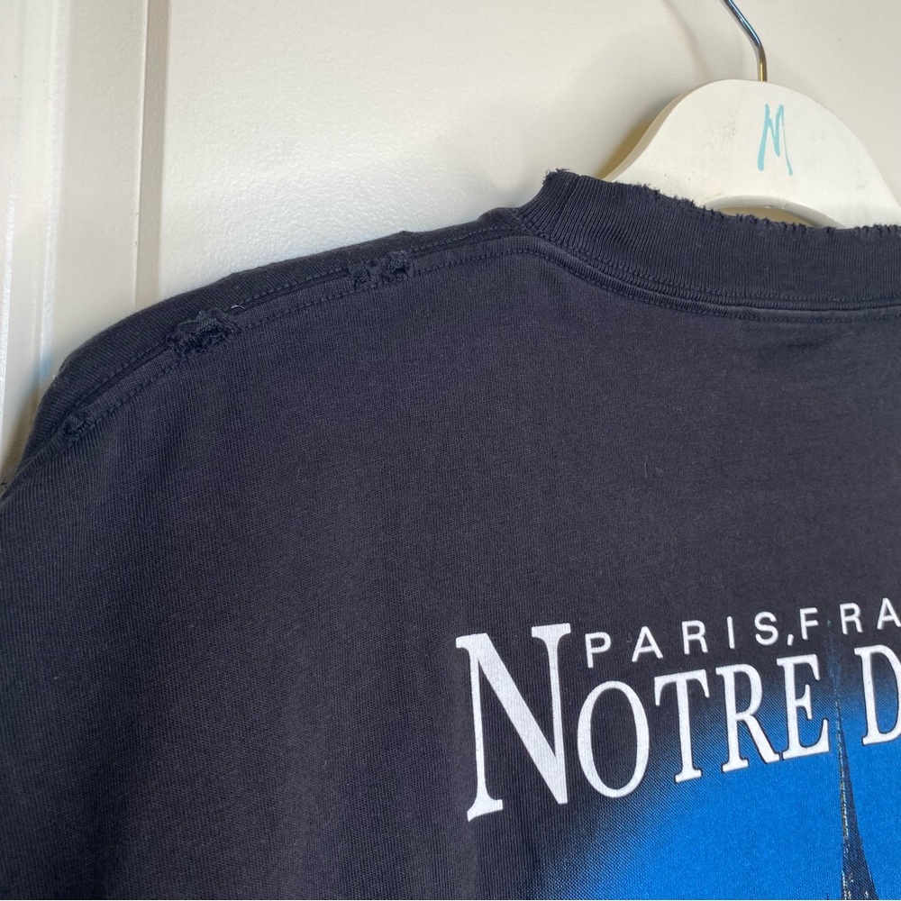 Balenciaga Paris Black Distressed Tee Size XS - Picture 9 of 11